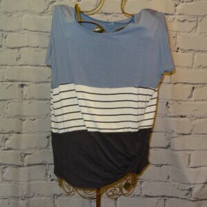 Maurice's 24/7 Blue, White, & Gray Short Sleeve Tunic, NWOT